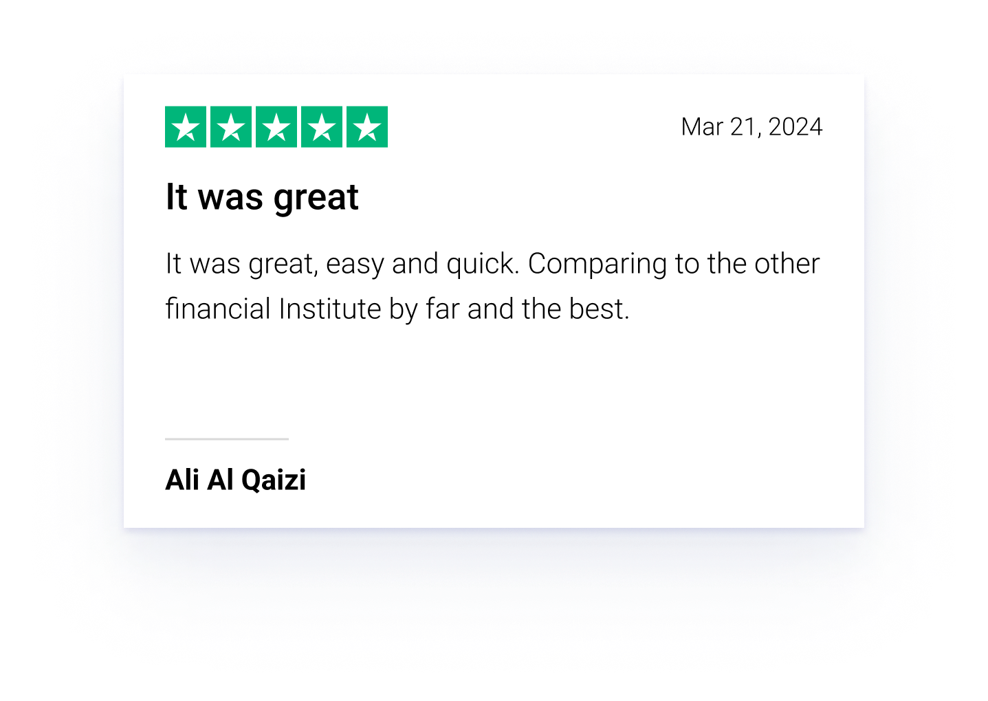 Trust Pilot Review card